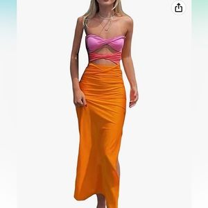 Summer dress, orange and pink size small. Worn once.